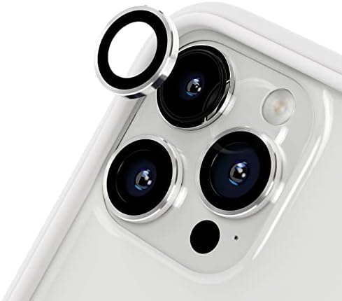 RhinoShield protection pour objectifs photo compatible avec [iPhone 14 Pro / 14 Pro Max] | Verre trempé 9H résistant aux rayures avec une fine bordure en aluminium anodisé – Argent