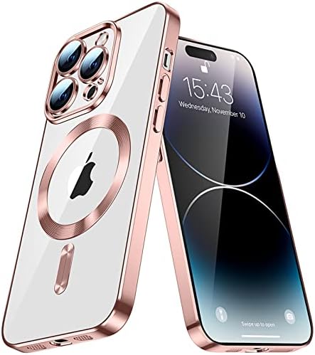 IMEIKONST Coque Magnétique pour iPhone 13, Compatible avec MagSafe Etui Silicone TPU Transparente Ultra Mince Housse de Téléphone Antichoc Anti-Rayures pour iPhone 13. Rose Gold YIX