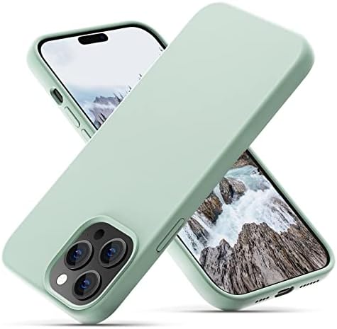 OitiYaa Coque iPhone 14 Pro Max, Coque en Liquide Silicone Conçue pour iPhone 14 Pro Max, Étui de Protection Antichoc Ultra Mince avec Doublure Douce en Microfibre Anti-Rayures, 6.7 Pouces,Vert Menthe